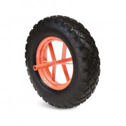 Roue de brouette increvable - Ø 400 x 94 mm - rayons orange - axe 20 x 260 mm - charge 200 kg de marque GUITEL POINT M, référence: J10131200