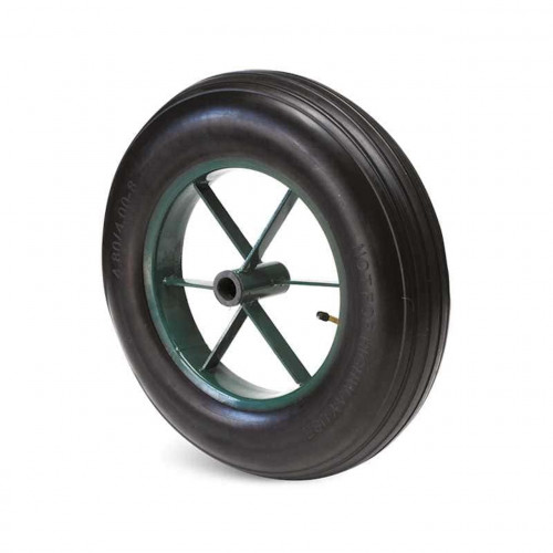 Roue de brouette pneumatique - Ø 400 x 100 mm - rayons verts - roulement à rouleaux - charge 200 kg - GUITEL POINT M