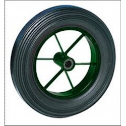 Roue de brouette en caoutchouc noir - Ø 380 x 80 mm - rayons verts - roulement à rouleaux - charge 200 kg de marque GUITEL POINT M, référence: J10131400