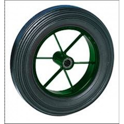 Roue de brouette en caoutchouc noir - Ø 380 x 80 mm - rayons verts - roulement à rouleaux - charge 200 kg - GUITEL POINT M