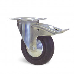 Roulette pivotante à frein en caoutchouc noir Ø 160 mm - charge 175 kg de marque GUITEL POINT M, référence: J10131900
