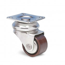Roulette Miniforte pivotante à platine en nylon marron Ø 30 mm - charge 45 kg de marque GUITEL POINT M, référence: J10132100
