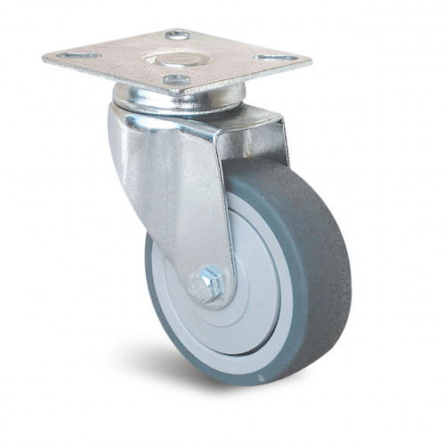 Roulette pivotante à platine en caoutchouc gris - Ø 50 mm - charge 40 kg - GUITEL POINT M