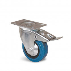 Roulette pivotante à frein et platine en Manulastic bleu - Ø 80 mm - charge 80 kg de marque GUITEL POINT M, référence: J10132800