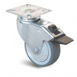 Roulette pivotante à frein et platine en caoutchouc gris Ø 75 mm - charge 60 kg de marque GUITEL POINT M, référence: J10133000