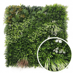 Mur végétal artificiel - Jungle - 1 x 1 m - occultation 99 % - clips intégrés de marque Lm Green, référence: J10133600