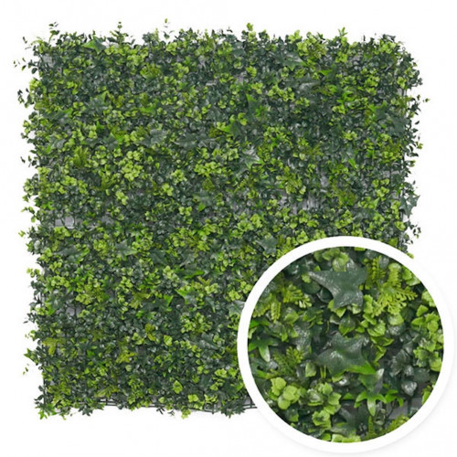 Feuillage artificiel - imitation lierre - 1 x 1 m - occultation 90 % - clips intégrés - Lm Green