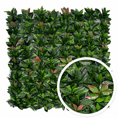 Feuillage artificiel - imitation Photinia - 1 x 1 m - occultation 90 % - clips intégrés - Lm Green