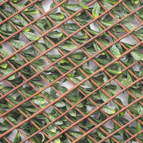Treillis extensible - avec feuillage artificiel imitation laurier amande - hauteur 1 m - largeur 3 m - France Green