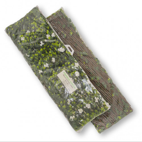Treillis extensible - avec feuillage artificiel imitation jasmin fleuri - hauteur 1 m - largeur 3m - Lm Green