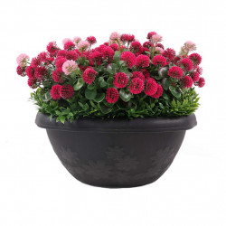 Jardinière artificielle - fleurs roses - 40 x 35 cm - bac et attaches inclus de marque Lm Green, référence: J10135900