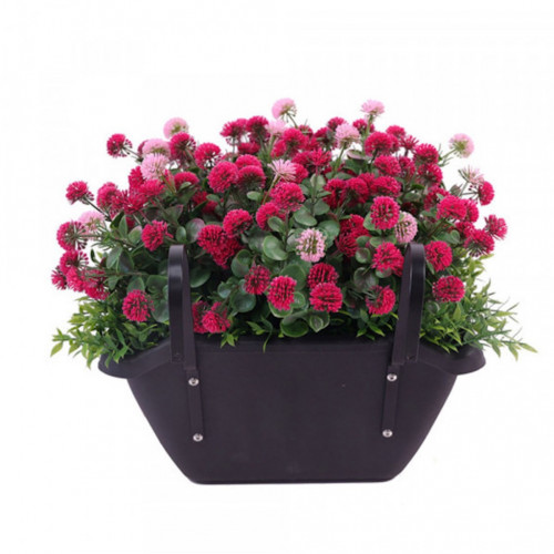Jardinière artificielle - fleurs roses - 40 x 35 cm - bac et attaches inclus - France Green