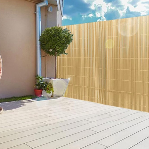 Canisse PVC - imitation bambou double face 1,20 x 3 m - occultation 90 % - lattes 16 mm - Lm Green