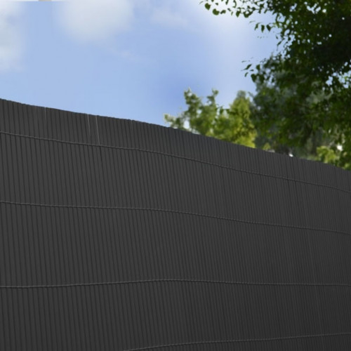 Canisse PVC - anthracite double face 1 x 3 m - occultation 90 % - lattes 16 mm - Lm Green