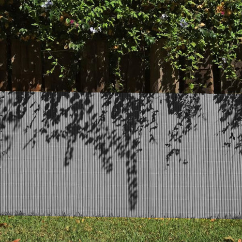 Canisse PVC - gris double face 1,20 x 3 m - occultation 90 % - lattes 16 mm - Lm Green