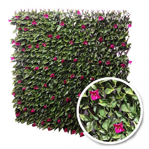 Treillis extensible - avec feuillage artificiel imitation bougainvillier - hauteur 1 m - largeur 2m - Lm Green