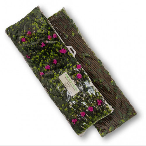 Treillis extensible - avec feuillage artificiel imitation bougainvillier - hauteur 1 m - largeur 2m - Lm Green