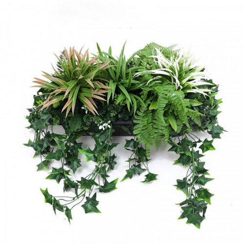 Jardinière artificielle - fougères et lierre - 60 x 32 cm - bac inclus - Lm Green