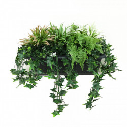 Jardinière artificielle - fougères et lierre - 60 x 32 cm - bac inclus - France Green