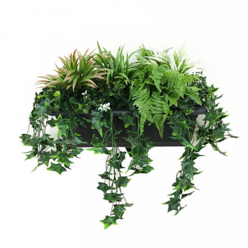 Jardinière artificielle - fougères et lierre - 60 x 32 cm - bac inclus - France Green