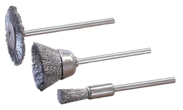3 brossettes acier roue cuvette et pinceau