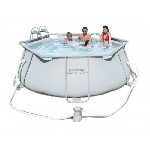 KIT Piscine hexagonale "Steel Frame" Ø 330 x 102 cm - BESTWAY