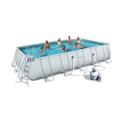 KIT Piscine "Steel Frame" 671 x 366 x 132cm + filtre à sable - BESTWAY