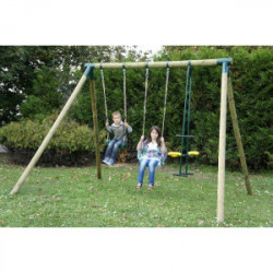 Portique "APACHE" balançoires + vis-à-vis de marque CHALET & JARDIN, référence: J1869200