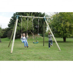 Portique "CHEYENNE" balançoires + échelle de marque CHALET & JARDIN, référence: J1869300