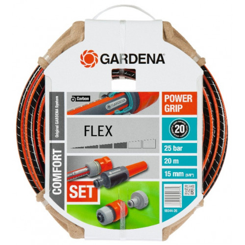 Tuyau d'arrosage Flex Ø 15 mm - 20 m + lance et raccords - GARDENA