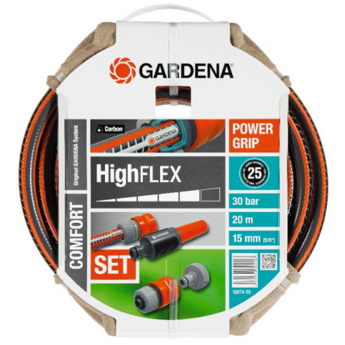 Tuyau d'arrosage HighFlex Ø 15 mm - 20 m + lance et raccords - GARDENA