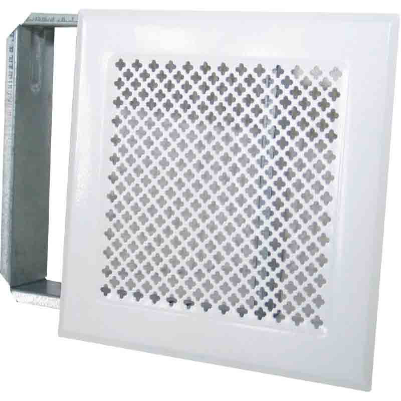 Grille de cheminée avec précadre 170 x 170 mm couleur blanche