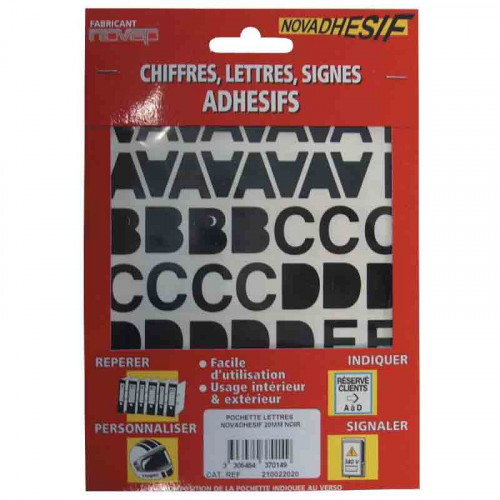 Lettres adhésives 30 mm - Noir - Novap