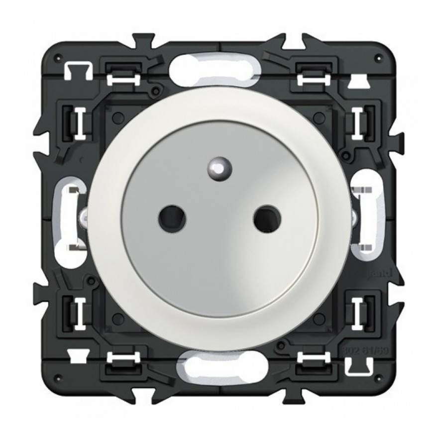 Celiane prise de courant avec terre 2 pôles + terre blanc à composer