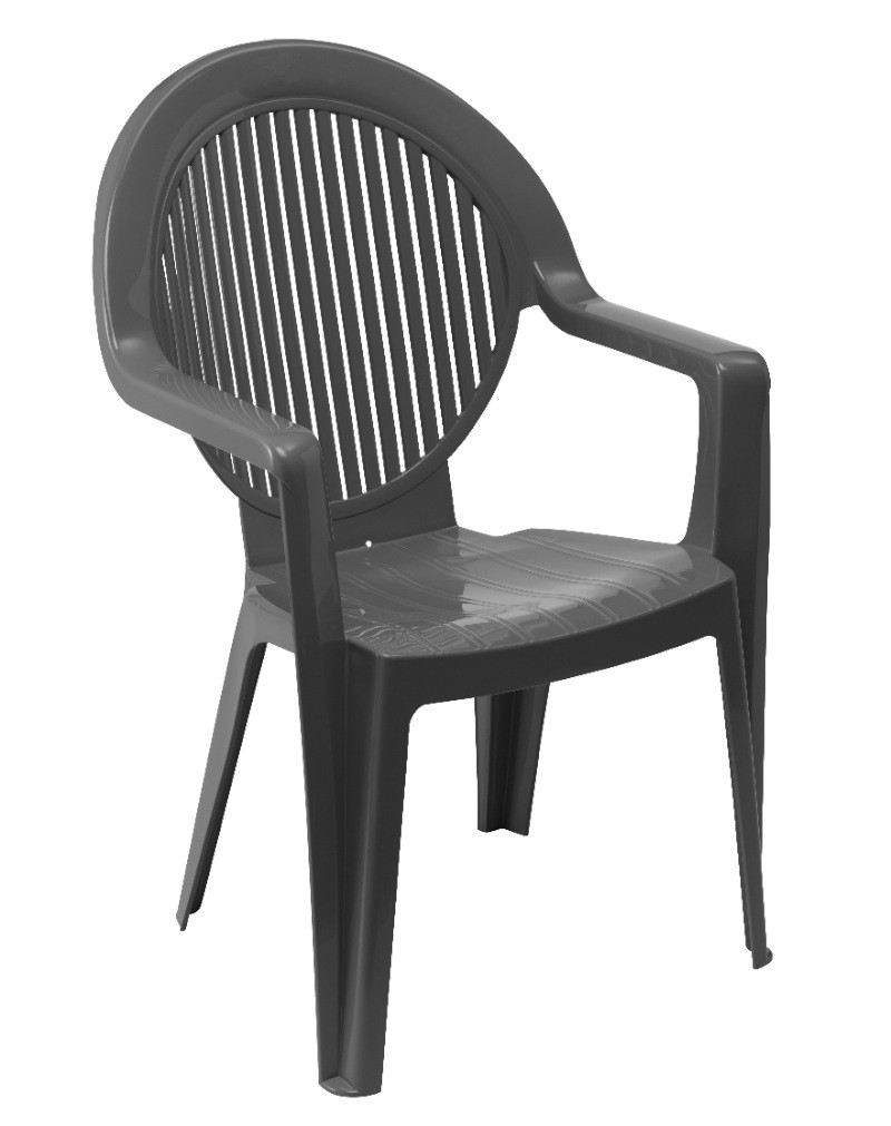 Grosfillex 4 fauteuils de jardin PVC "Fidji2" anthracite