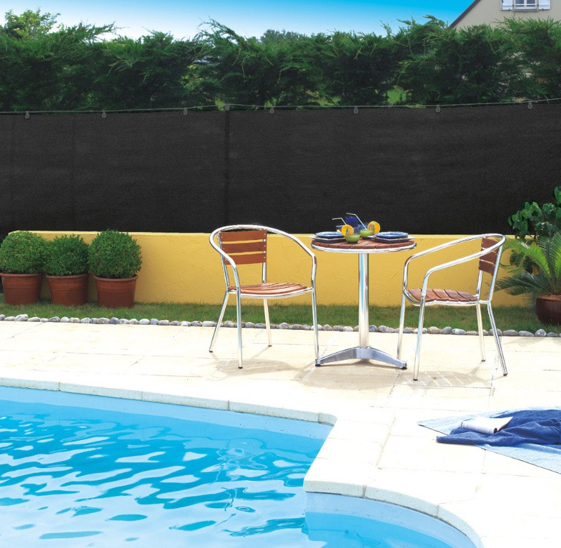 Brise vue tissé 95% occultant - noir- 1,5 x 5 m TOTALTEX