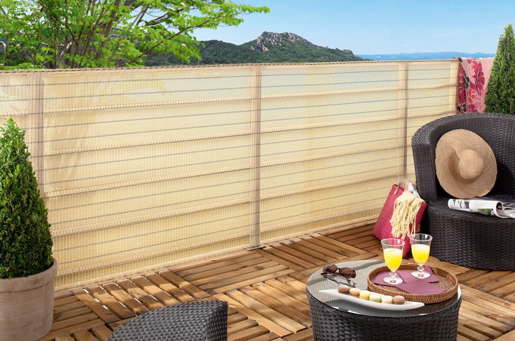 Brise vue déco 85% occultant, colori roseau 1,5 x 5 m HAVANA