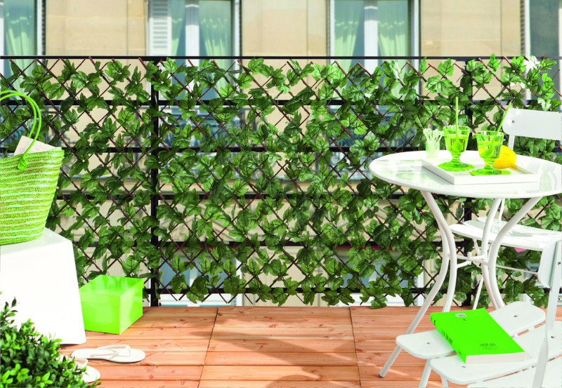 Treillis de balcon osier + feuilles synthétiques 1 x 2m GREENLY