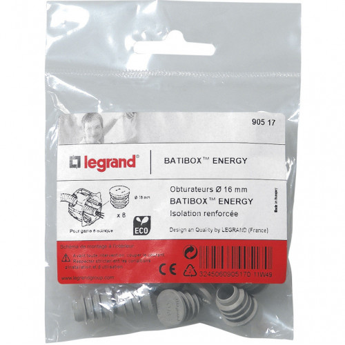 8 Obturateurs de gaine Batibox Energy 16mm - LEGRAND