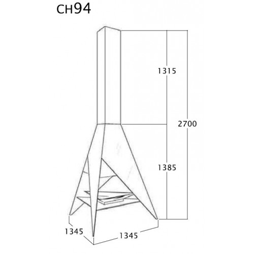 Cheminée centrale anthracite sans porte + Base et Foyer acier CH94 - FOCGRUP