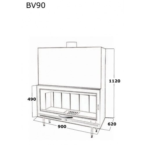 Cheminée en insert anthracite panoramique avec porte guillotine et foyer acier BV90 - FOCGRUP