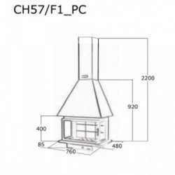 Cheminée murale suspendue Anthracite- Avec porte et foyer acier CH57F1-PC - FOCGRUP