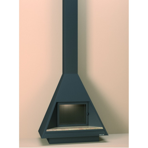 Cheminée frontale avec porte + Base et Foyer fonte CH88 - anthracite - FOCGRUP