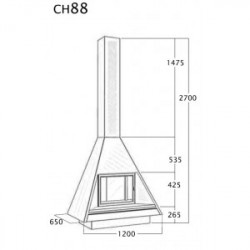 Cheminée frontale avec porte + Base et Foyer fonte CH88 - anthracite - FOCGRUP
