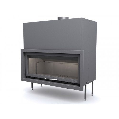 Insert anthracite panoramique avec porte guillotine et foyer acier BV120 - FOCGRUP