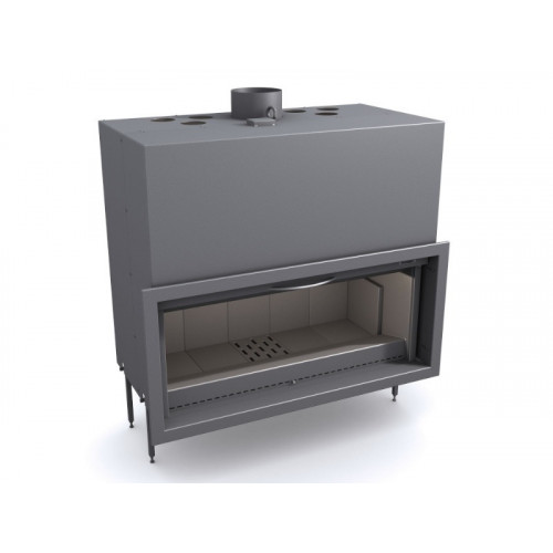 Insert anthracite panoramique avec porte guillotine et foyer acier BV120 - FOCGRUP