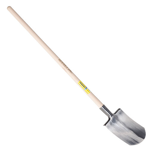 Bêche Bretagne polie 28 tranchant rond manche pomme