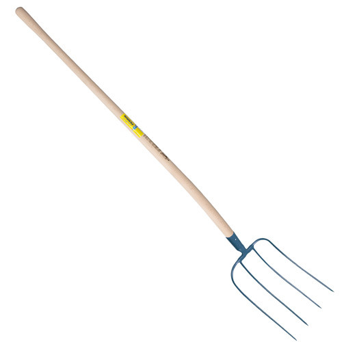 Fourche d'ecurie large 4 dents manche pomme