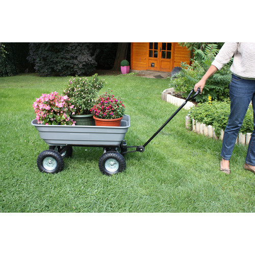 Chariot de jardin 4 roues - 75 litres capacité 135 kg