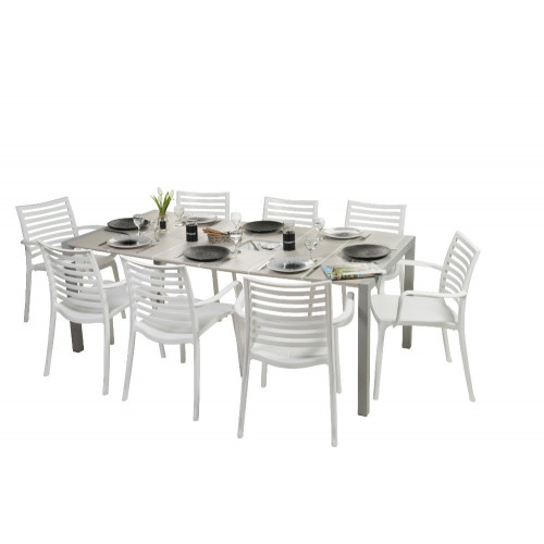 Grosfillex Salon De Jardin Sunday Table Lin Blanc Glacier 8